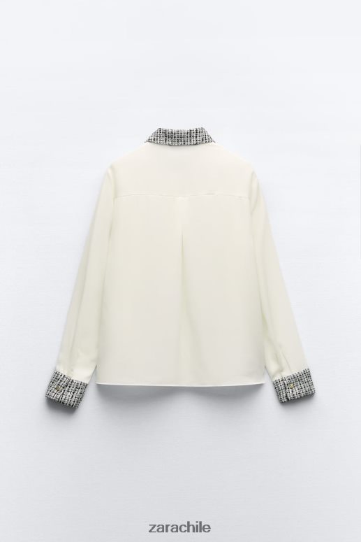 ropa cl Zara mujer camisa mixta crudo JJ06N4320