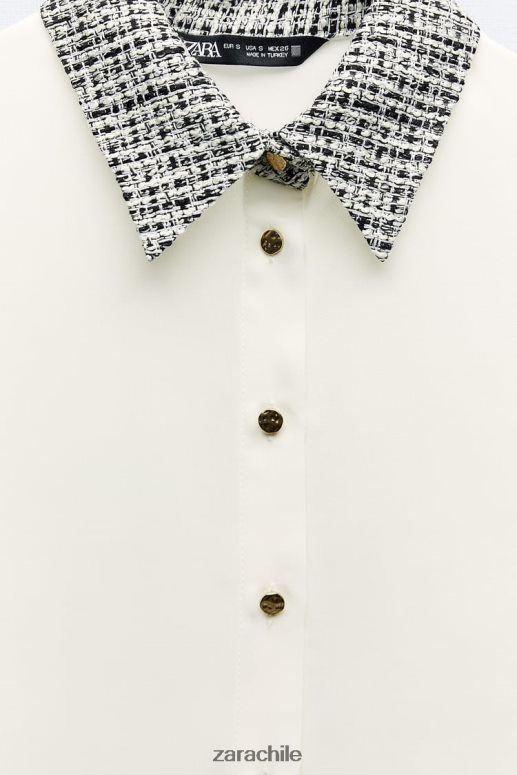 ropa cl Zara mujer camisa mixta crudo JJ06N4320