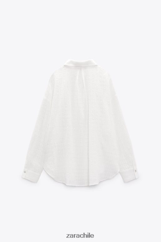 ropa cl Zara mujer camisa oversize de tejido rústico blanco JJ06N4431
