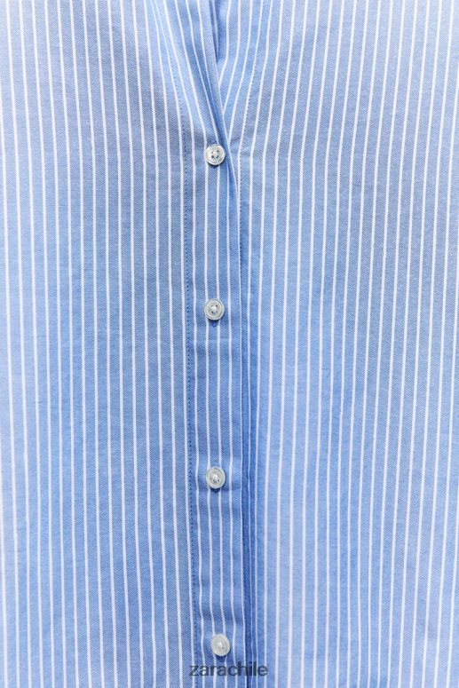 ropa cl Zara mujer camisa oxford azul marino/blanco JJ06N4339