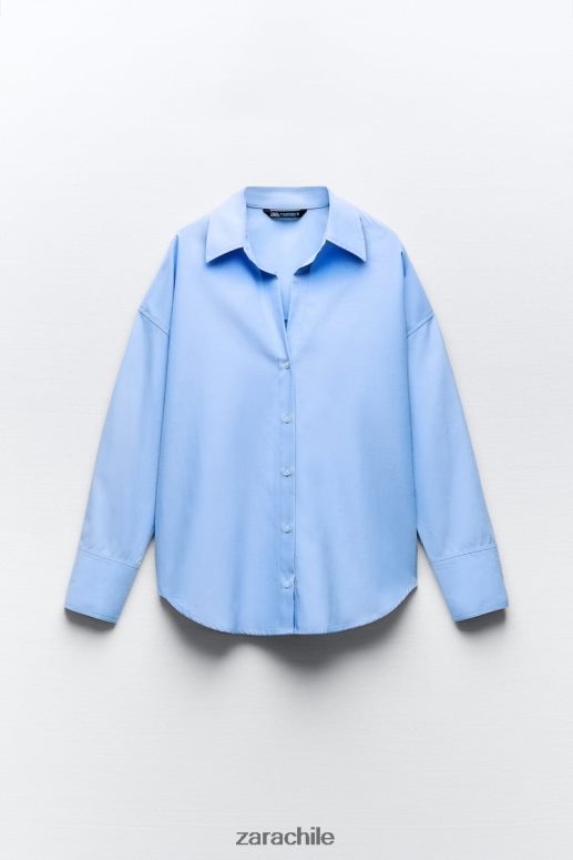 ropa cl Zara mujer camisa oxford cielo azul JJ06N4290