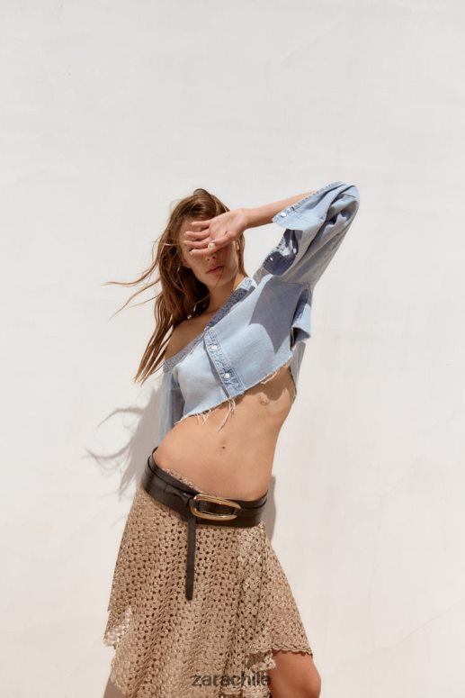 ropa cl Zara mujer camisa vaquera asimétrica trf azul JJ06N4452