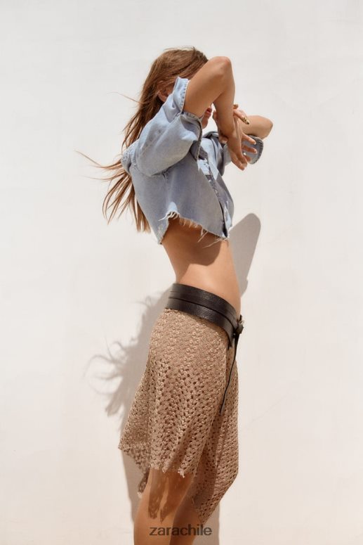 ropa cl Zara mujer camisa vaquera asimétrica trf azul JJ06N4452