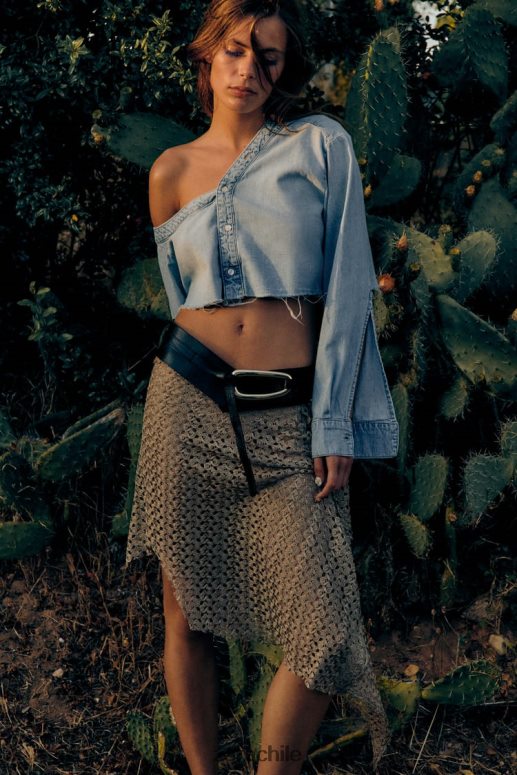 ropa cl Zara mujer camisa vaquera asimétrica trf azul JJ06N4452