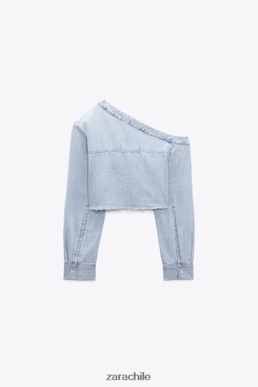 ropa cl Zara mujer camisa vaquera asimétrica trf azul JJ06N4452