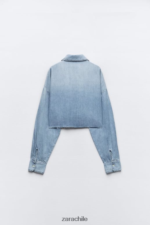 ropa cl Zara mujer camisa vaquera corta trf azul JJ06N4409