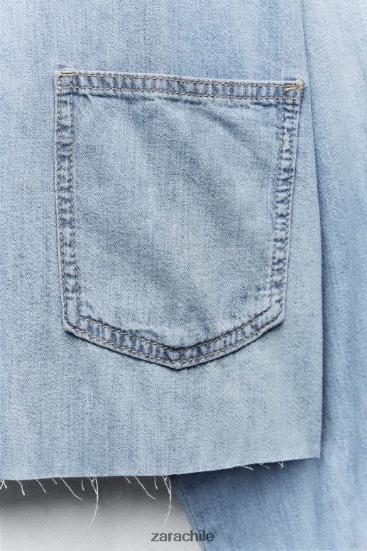 ropa cl Zara mujer camisa vaquera corta trf azul JJ06N4409