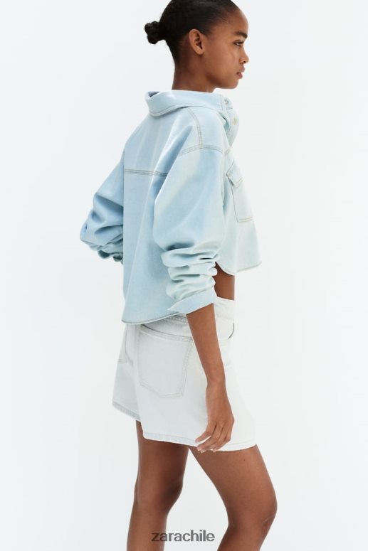 ropa cl Zara mujer camisa vaquera corta z1975 azul claro JJ06N4408