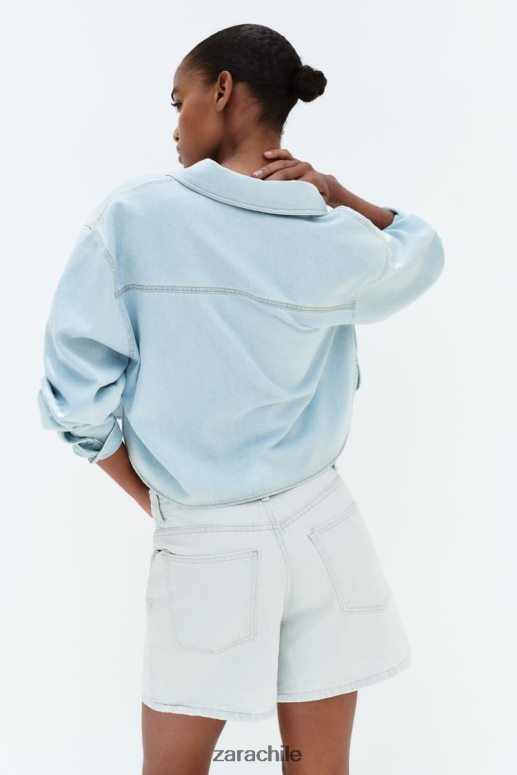 ropa cl Zara mujer camisa vaquera corta z1975 azul claro JJ06N4408