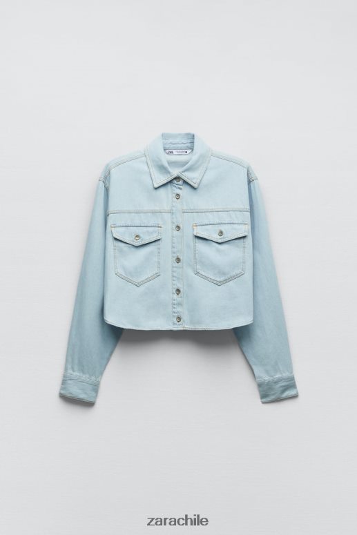 ropa cl Zara mujer camisa vaquera corta z1975 azul claro JJ06N4408
