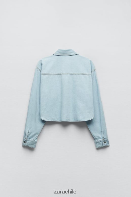 ropa cl Zara mujer camisa vaquera corta z1975 azul claro JJ06N4408