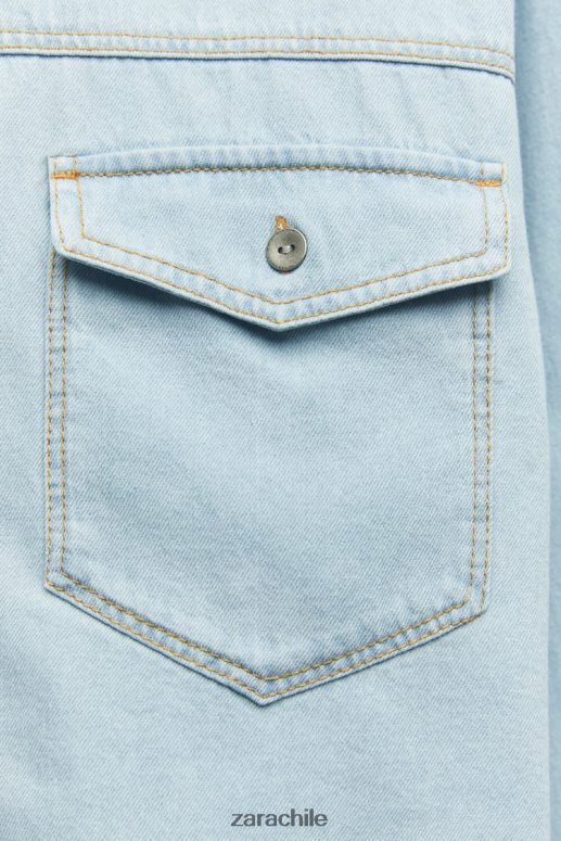 ropa cl Zara mujer camisa vaquera corta z1975 azul claro JJ06N4408