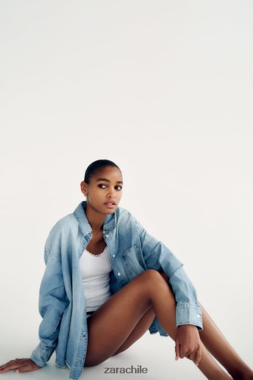 ropa cl Zara mujer camisa vaquera trf azul claro JJ06N4390