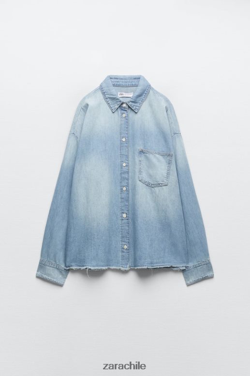 ropa cl Zara mujer camisa vaquera trf azul claro JJ06N4390