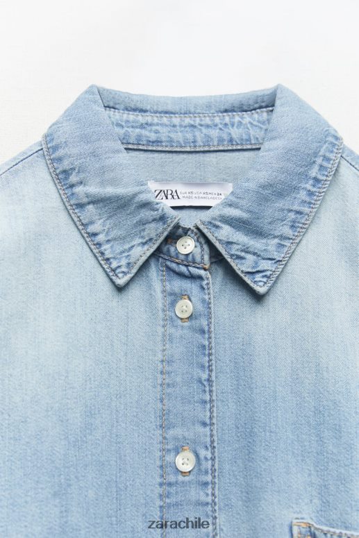 ropa cl Zara mujer camisa vaquera trf azul claro JJ06N4390