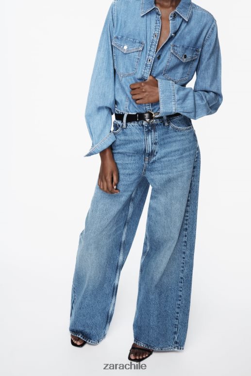 ropa cl Zara mujer camisa vaquera z1975 azul medio JJ06N4305