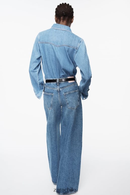 ropa cl Zara mujer camisa vaquera z1975 azul medio JJ06N4305