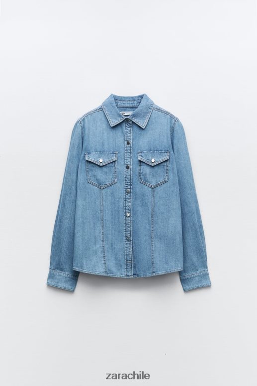 ropa cl Zara mujer camisa vaquera z1975 azul medio JJ06N4305