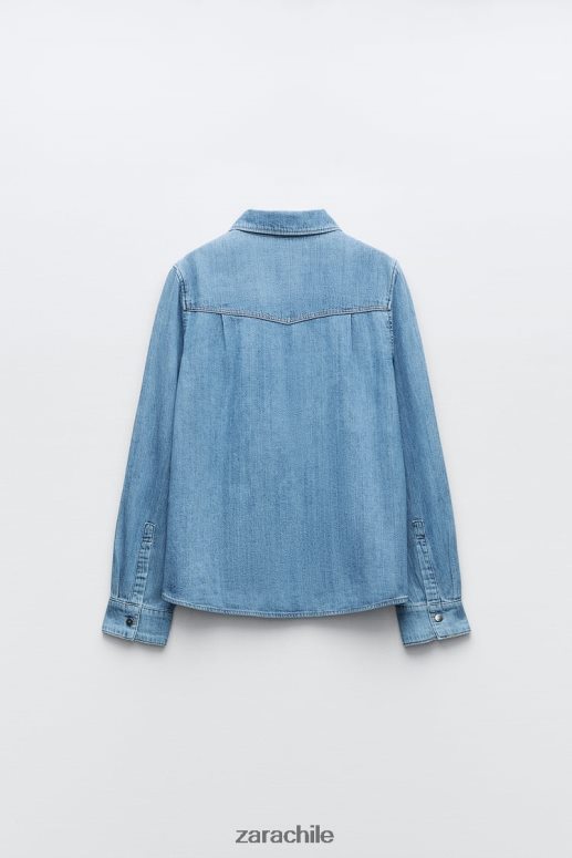 ropa cl Zara mujer camisa vaquera z1975 azul medio JJ06N4305