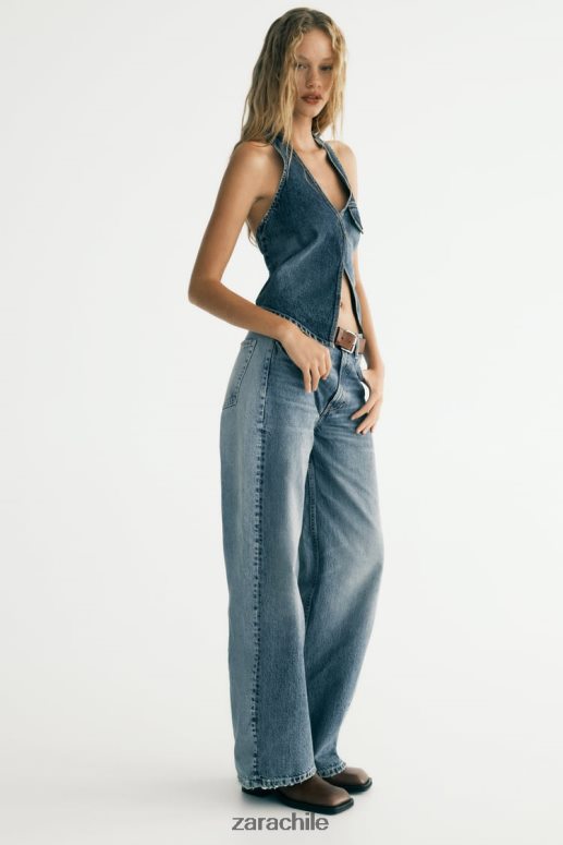 ropa cl Zara mujer top asimétrico de mezclilla trf sólo uno JJ06N4330