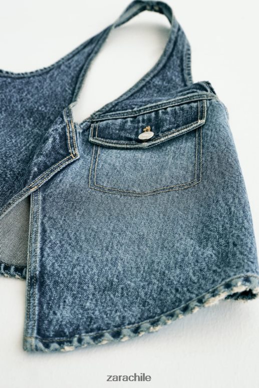 ropa cl Zara mujer top asimétrico de mezclilla trf sólo uno JJ06N4330