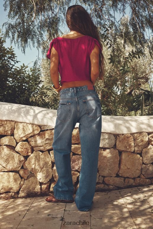 ropa cl Zara mujer top drapeado frambuesa JJ06N4403