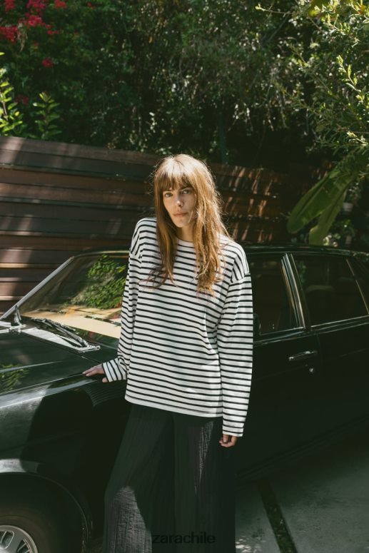 ropa cl Zara mujer camisa de rayas blanco negro JJ06N4474