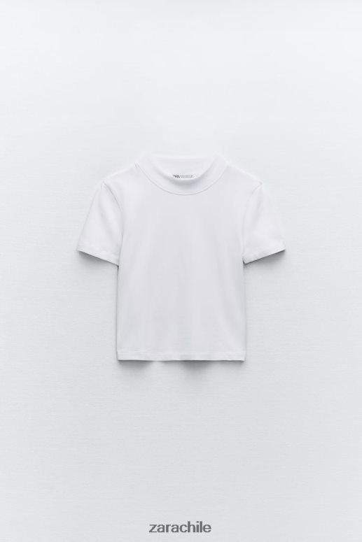 ropa cl Zara mujer camiseta con cuello simulado blanco JJ06N4460