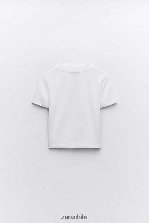 ropa cl Zara mujer camiseta con cuello simulado blanco JJ06N4460