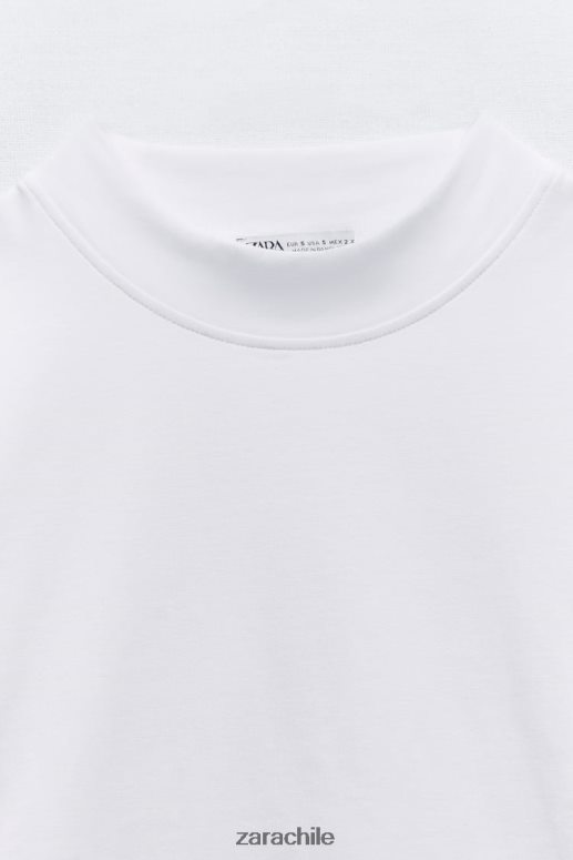 ropa cl Zara mujer camiseta con cuello simulado blanco JJ06N4460