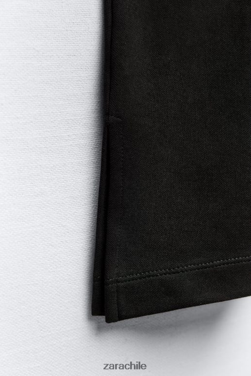 ropa cl Zara mujer camiseta de gran tamaño negro JJ06N4461