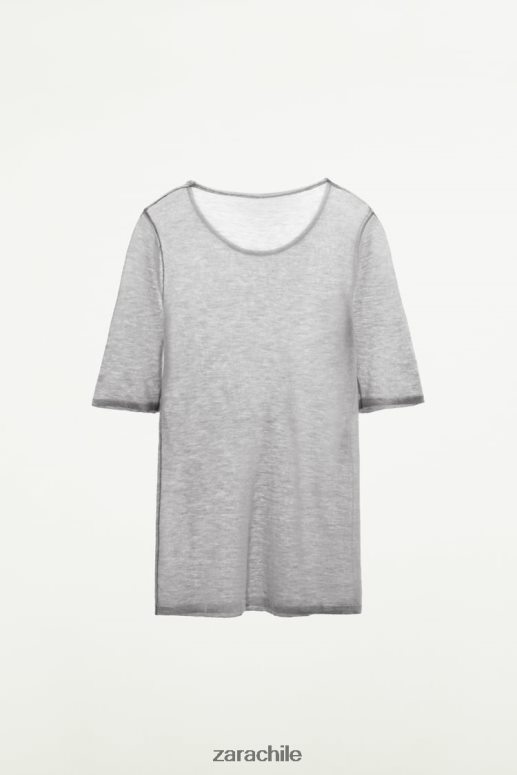 ropa cl Zara mujer camiseta de lana gris JJ06N4835