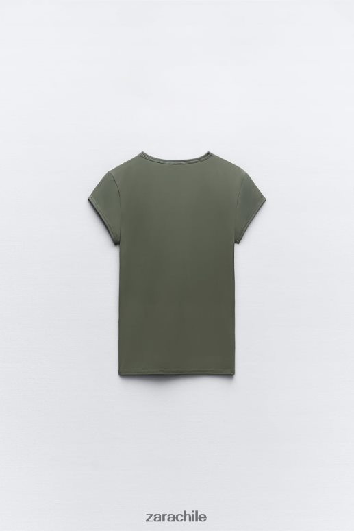 ropa cl Zara mujer camiseta de poliamida caqui JJ06N4475