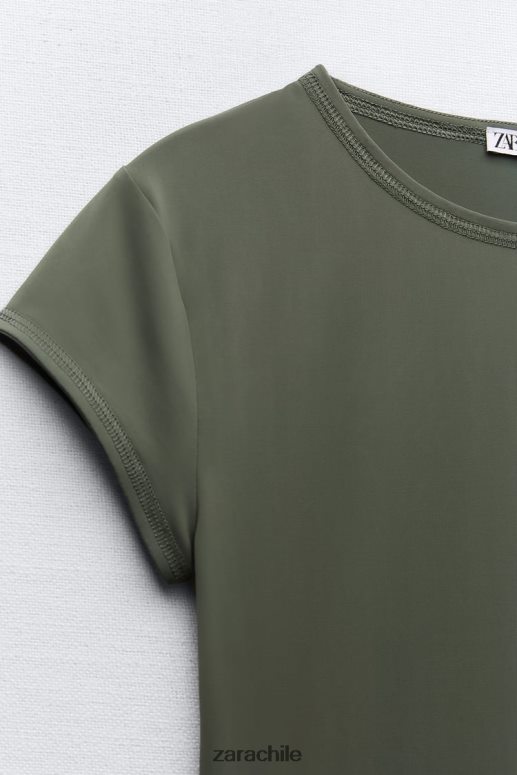 ropa cl Zara mujer camiseta de poliamida caqui JJ06N4475