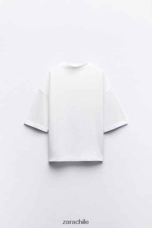 ropa cl Zara mujer camiseta de tres cuartos con cuello alto blanco JJ06N4459