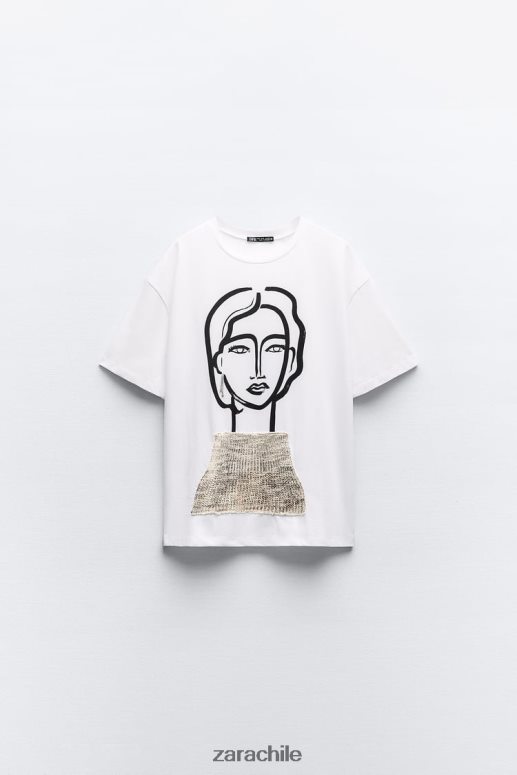 ropa cl Zara mujer camiseta joya blanco JJ06N4464