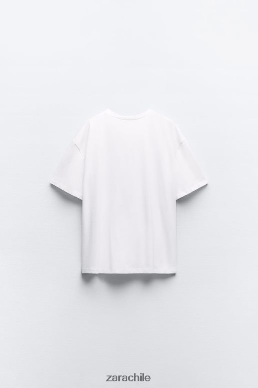 ropa cl Zara mujer camiseta joya blanco JJ06N4464