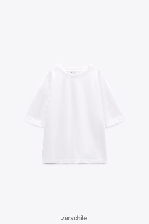 ropa cl Zara mujer camiseta oversize de algodón blanco JJ06N4470