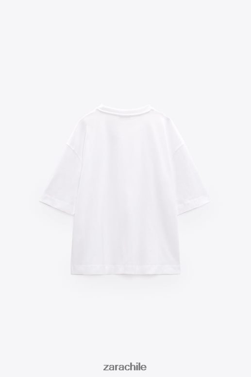 ropa cl Zara mujer camiseta oversize de algodón blanco JJ06N4470