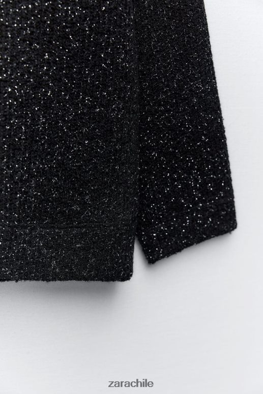 ropa cl Zara mujer sudadera oversize con hilo metalizado negro JJ06N4465