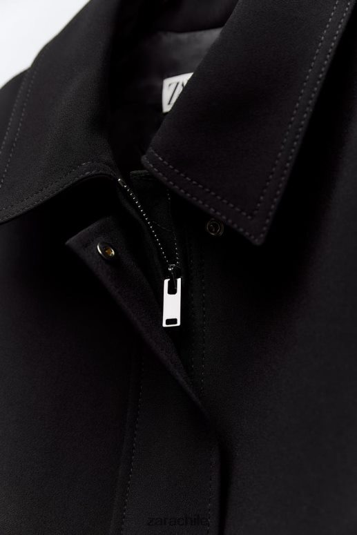 ropa cl Zara mujer chaleco con cuello camisero y bolsillos negro JJ06N4215