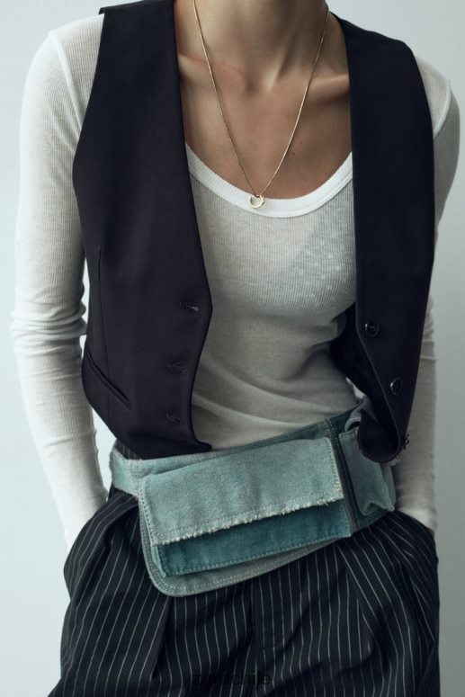 ropa cl Zara mujer chaleco corto de sastre negro JJ06N4207