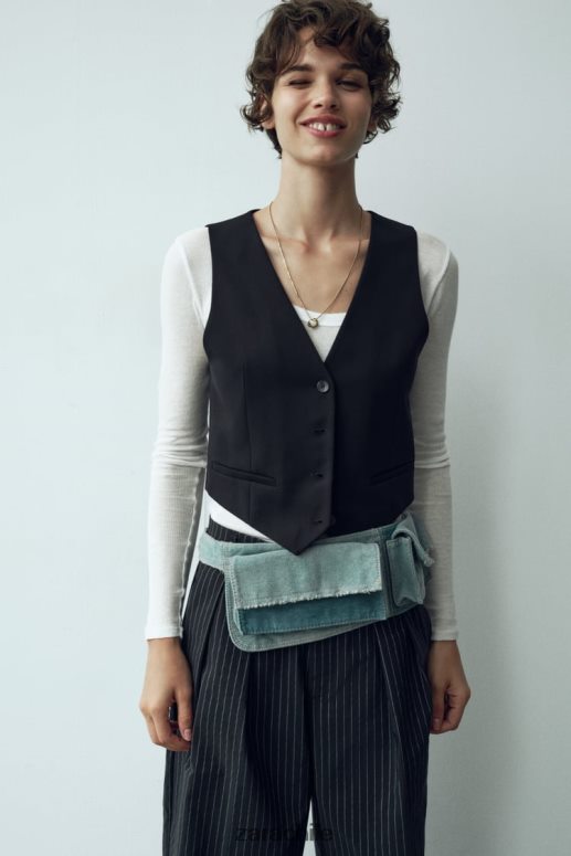 ropa cl Zara mujer chaleco corto de sastre negro JJ06N4207