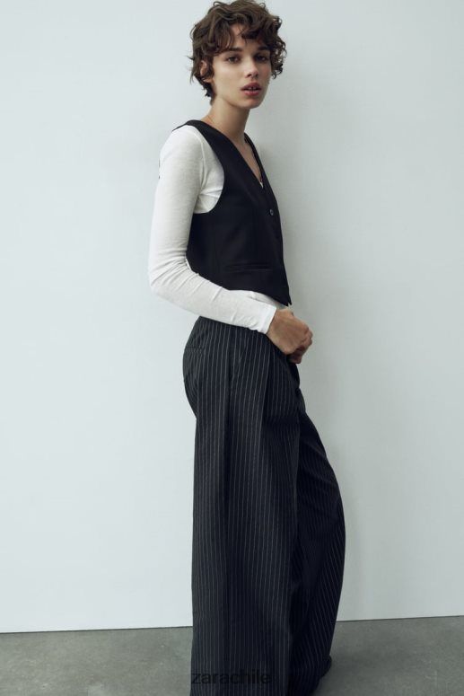 ropa cl Zara mujer chaleco corto de sastre negro JJ06N4207