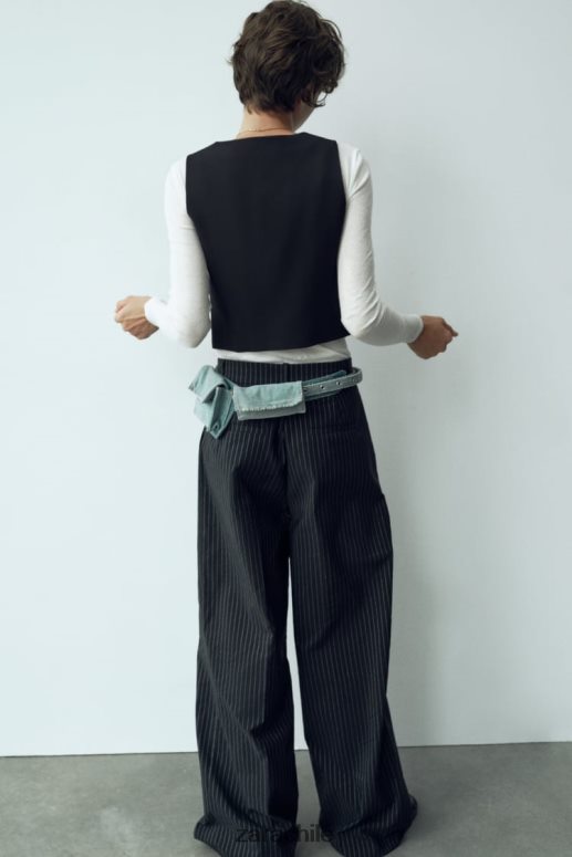 ropa cl Zara mujer chaleco corto de sastre negro JJ06N4207