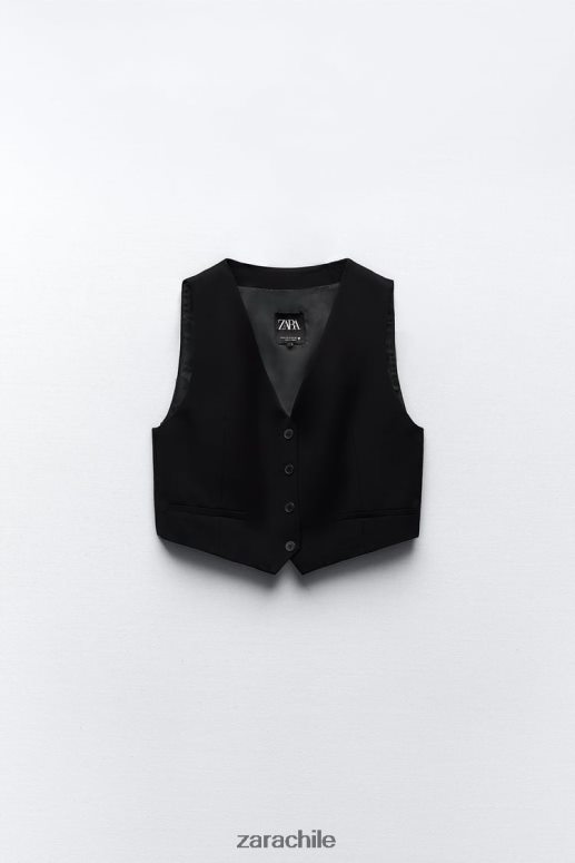 ropa cl Zara mujer chaleco corto de sastre negro JJ06N4207