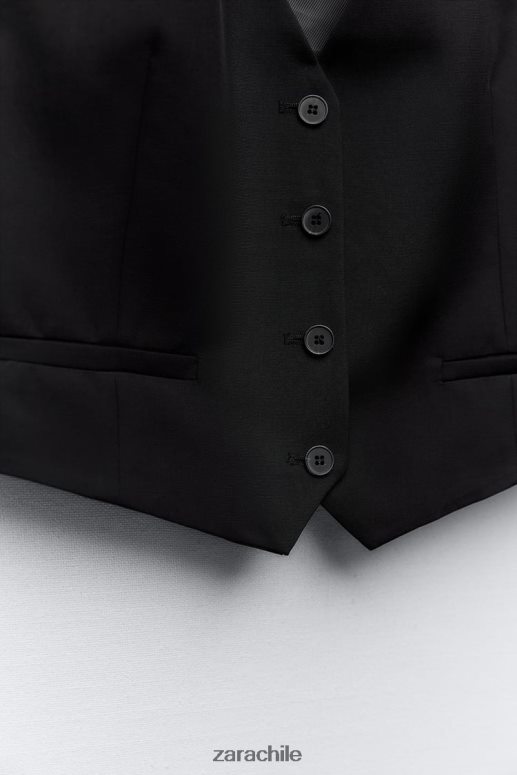 ropa cl Zara mujer chaleco corto de sastre negro JJ06N4207