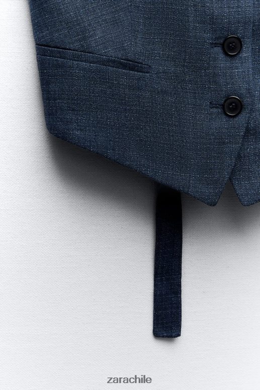 ropa cl Zara mujer chaleco cruzado en la espalda de la colección zw índigo JJ06N4189