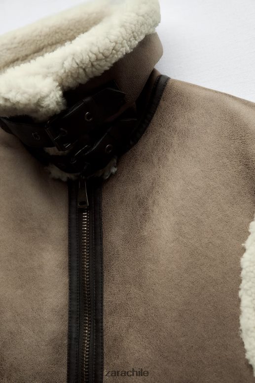 ropa cl Zara mujer chaleco de doble cara de la colección zw marrón/topo JJ06N4190