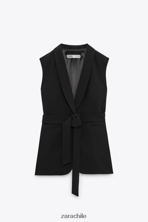 ropa cl Zara mujer chaleco de esmoquin con cinturón negro JJ06N4198